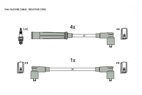 Комплект кабелей зажигания STARLINE zk 4284