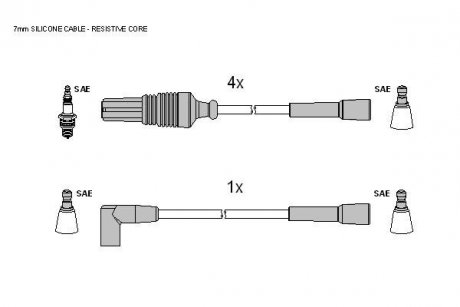 Комплект кабелей зажигания Peugeot Partner, 306, 405 STARLINE zk 7194