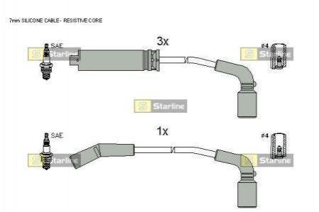 Комплект кабелей зажигания Daewoo Nexia, Lanos, Chevrolet Aveo STARLINE zk 7292