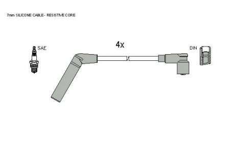 Комплект кабелів запалювання Hyundai Accent, Mitsubishi Colt, Lancer STARLINE zk 8924