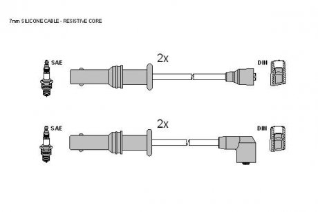 Комплект кабелей зажигания Fiat Panda, Uno, Tipo STARLINE zk 9664