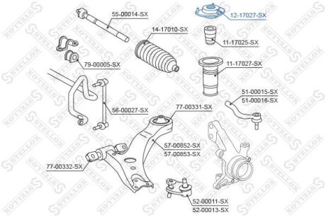 Опора амортизатора переднього Toyota Camry STELLOX 12-17027-SX