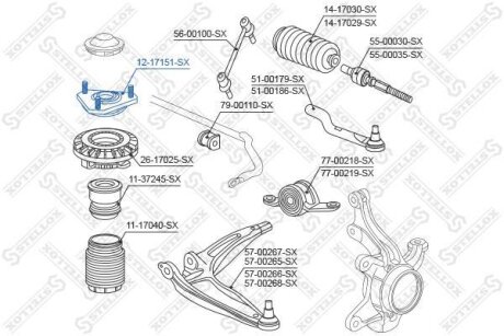 Опора амортизатора переднього STELLOX 12-17151-SX