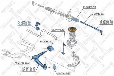 Втулка стабілізатора переднього D-24mm STELLOX 79-00098-SX