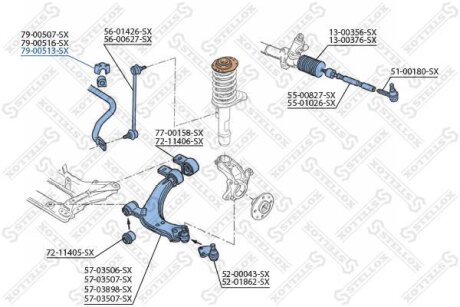 Втулка стабілізатора переднього D=19mm STELLOX 7900513SX