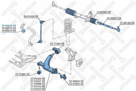 Втулка стабілізатора переднього D=20mm STELLOX 7900635SX