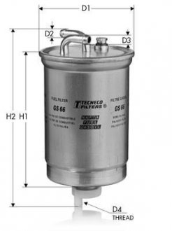 Фильтр топливный VAG Diesel (две трубки)) TECNECO FILTERS gs66