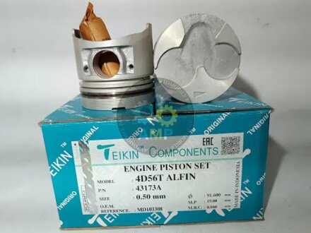 Поршни +0.50mm (Комплект на мотор) 4D56T/D4BF-T Mitsubishi Pajero, L200, L300 / Hyundai H100, H1, Gallop TEIKIN 43173A050