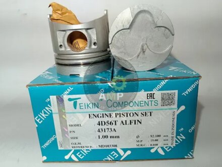 Поршни ремонт (+1.00мм) (Комплект на мотор) 4D56T/D4BF-T Mitsubishi Pajero, L200, L300 / Hyundai H100, H TEIKIN 43173A100