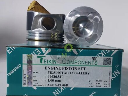 Поршни ремонт (+1.00мм) (Комплект на мотор) Nissan YD25DDTI Alfin Gallery TEIKIN 44686AG100