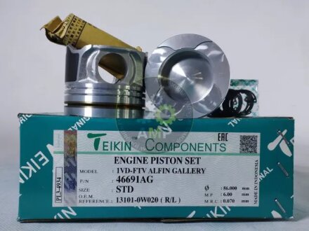 Поршни STD (Комплект на мотор) группа A 1VD-FTV 4,5 diesel Land Cruiser 200, Lexus LX450D TEIKIN 46691AGSTD