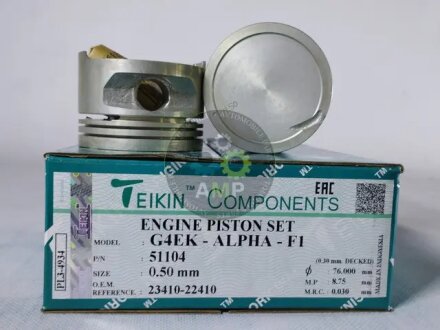 Поршні ремонт (+0.50мм) (к-кт на двигун) Hyundai G4EK TEIKIN 51104050