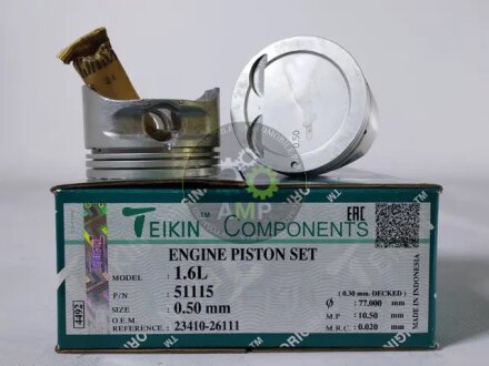 Поршни +0.50mm (Комплект на мотор) 1,6L G4ED Cerato Accent Elantra Getz Matrix TEIKIN 51115050