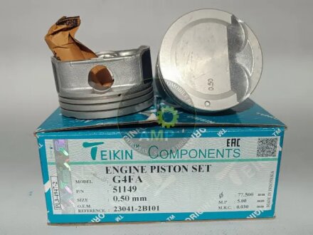 Поршні ремонт (+0.50мм) (Комплект на двигун) Hyundai G4FA TEIKIN 51149050
