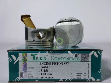 Поршни ремонт (+1.00мм) (к-кт на мотор) Hyundai G4GC TEIKIN 51151100