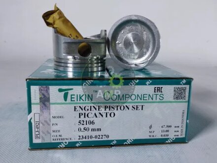Поршні ремонт (+0.50мм) (Комплект на двигун) Kia PICANTO TEIKIN 52106050