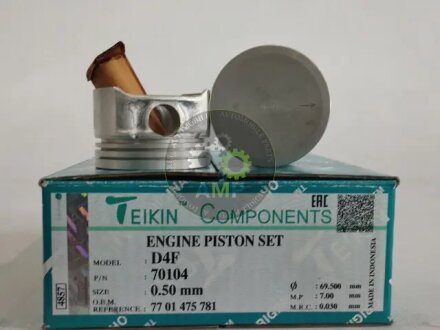 Поршни +0.50mm (Комплект на мотор) Renault D4F Kangoo, Clio 1.2 16v TEIKIN 70104050