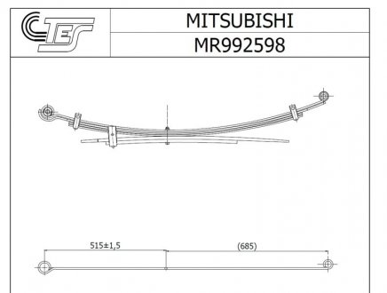 Ресора задня Mitsubishi L200 2.5 DI-D 05-15 (к-кт 6 листів) (70/515/685), 2/7+2/6+2/13мм. Mitsubishi L200 TES mr9925980019 z/t