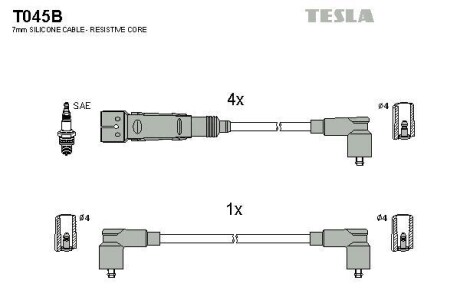 Купить Провода высоковольтные, комплект Seat Inca 1.6 (97-00),Vw Caddy ii 1.6 (95-00) TESLA BLATNA Tesla Motors t045B (фото1) подбор по VIN коду, цена 1544 грн.