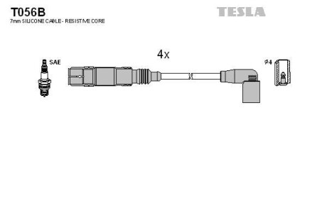 Провода высоковольтные, комплект Skoda Roomster 1.2 (10-15),Skoda Roomster praktik 1.2 (10-15) TESLA BLATNA Tesla Motors t056B