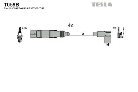 Провода высоковольтные, комплект Skoda Octavia 1.6 (97-07),Skoda Octavia combi 1 Tesla Motors t059B