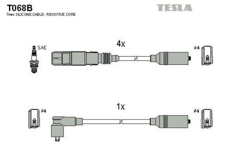 Комплект кабелів запалювання Tesla Motors t068B