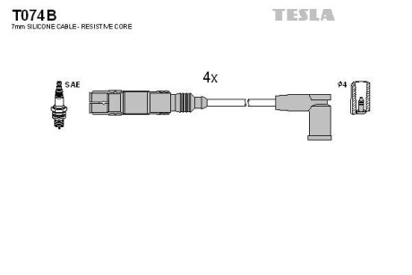 Комплект кабелів запалювання Tesla Motors t074B