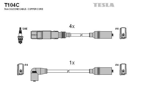 Комплект кабелів запалювання Tesla Motors t104C