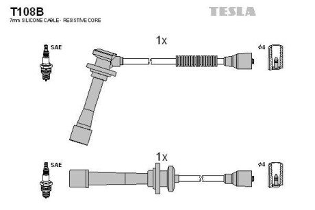 Комплект кабелів запалювання Tesla Motors t108B