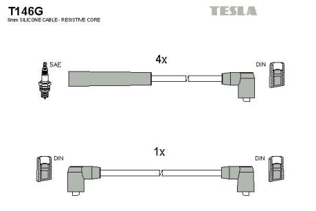 Комплект кабелів запалювання Tesla Motors t146G