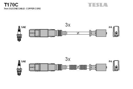 Провід високовольтні, комплект Smart Fortwo 0.7 (04-07),Smart Fortwo cabrio 0.7 (04-07) TESLA BLATNA Tesla Motors t170C