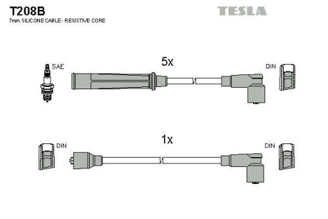 Комплект кабелів запалювання Tesla Motors t208B