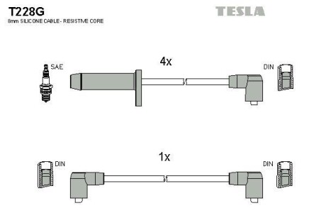 Комплект кабелей зажигания Tesla Motors t228G