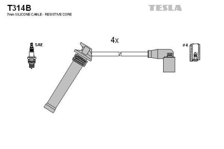 Купить Комплект кабелей зажигания Tesla Motors t314B (фото1) подбор по VIN коду, цена 1008 грн.