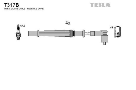 Дроти високовольтні, комплект Renault Clio grandtour 1.2 (08-) TESLA BLATNA Tesla Motors t317B