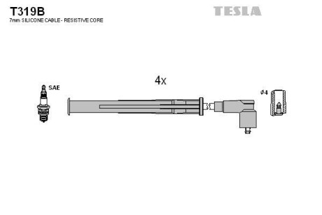 Комплект кабелів запалювання Tesla Motors t319B