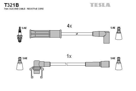 Комплект кабелів запалювання Tesla Motors t321B