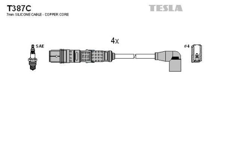 Комплект кабелів запалювання Tesla Motors t387C