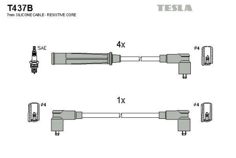 Комплект кабелів запалювання Tesla Motors t437B