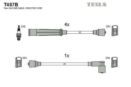 Комплект кабелів запалювання Tesla Motors t487B