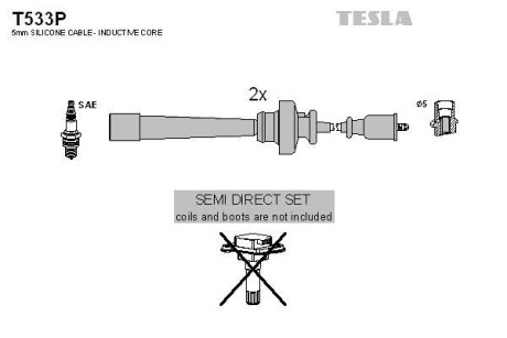 Провода высоковольтные, комплект Mitsubishi Pajero Pinin 1.8 (01-07) TESLA BLATNA Tesla Motors t533P