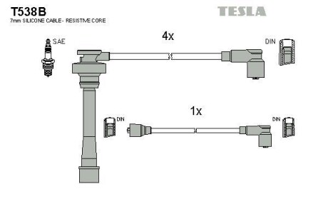 Комплект кабелів запалювання Tesla Motors t538B