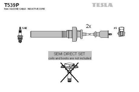 Провода высоковольтные, комплект Mitsubishi Lancer 1.6 (03-08) TESLA BLATNA Tesla Motors t539P