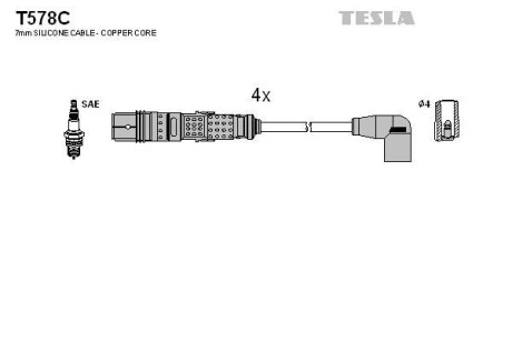 Комплект кабелів запалювання Tesla Motors t578C