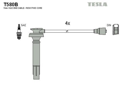 Комплект кабелів запалювання Tesla Motors t580B