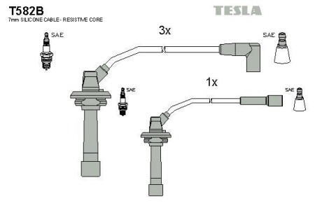 Комплект кабелів запалювання Tesla Motors t582B