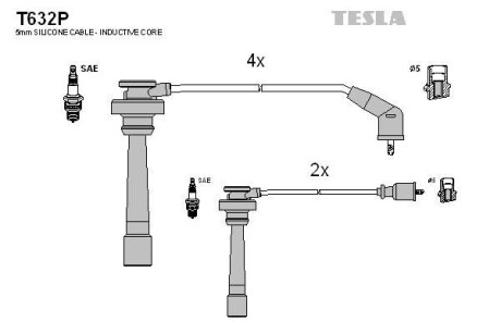 Комплект кабелів запалювання Tesla Motors t632P