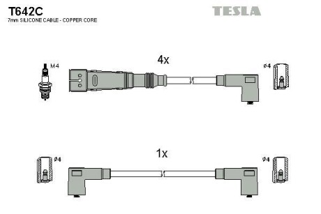 Купити Комплект кабелiв запалювання Tesla Motors t642C (фото1) підбір по VIN коду, ціна 1668 грн.