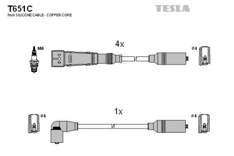 Комплект кабелів запалювання Tesla Motors t651C