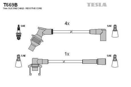 Комплект кабелів запалювання Tesla Motors t669B